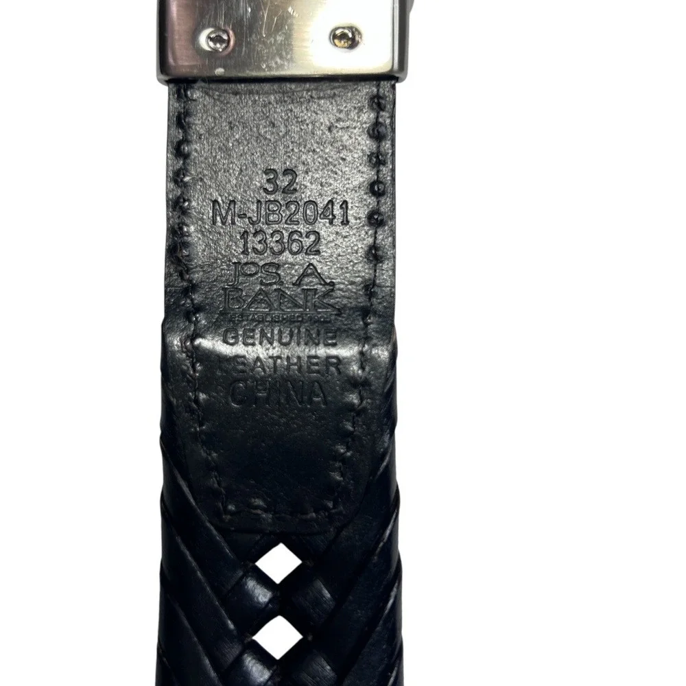 Jos A Bank Reversible‎ Black Brown Braided Leather Belt Size 32 Genuine Leather